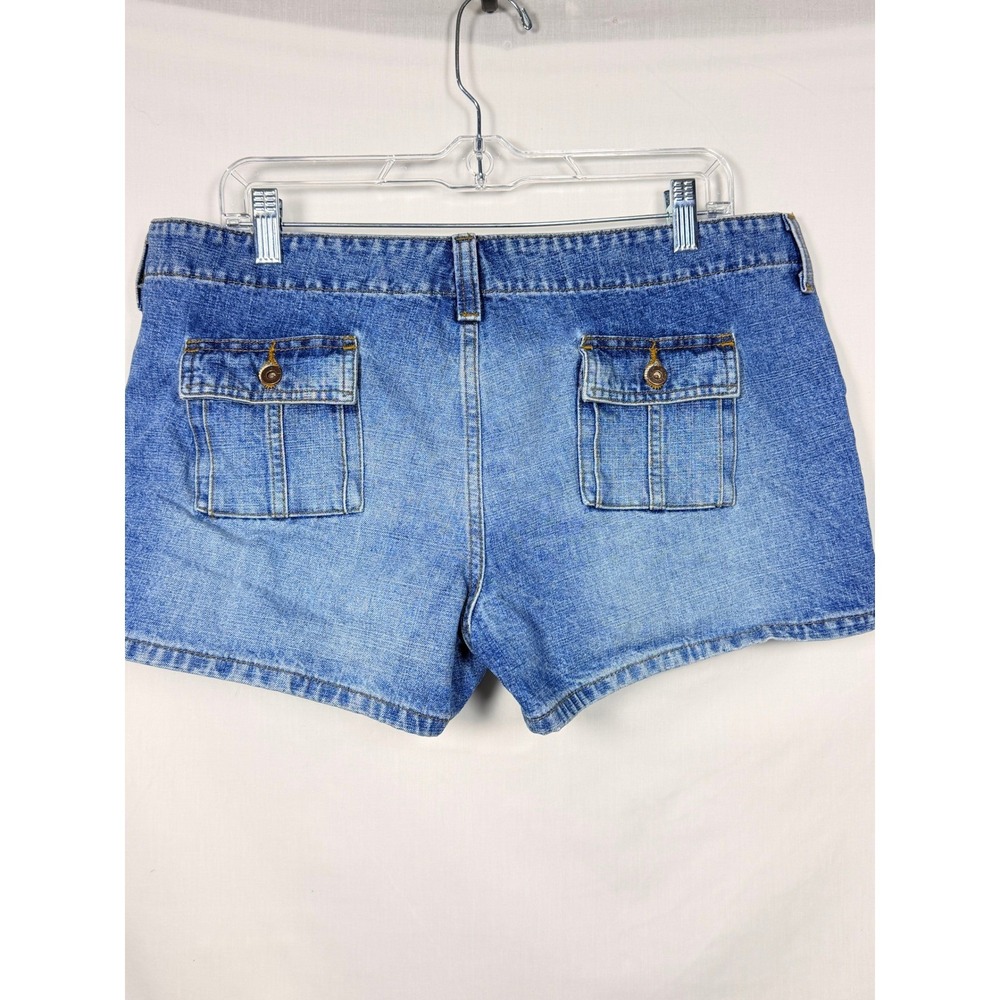 LEI Womens Denim Jean Shorts 15 Blue Y2K Flap Pocket Pop Rock 00s Low Rise Denim